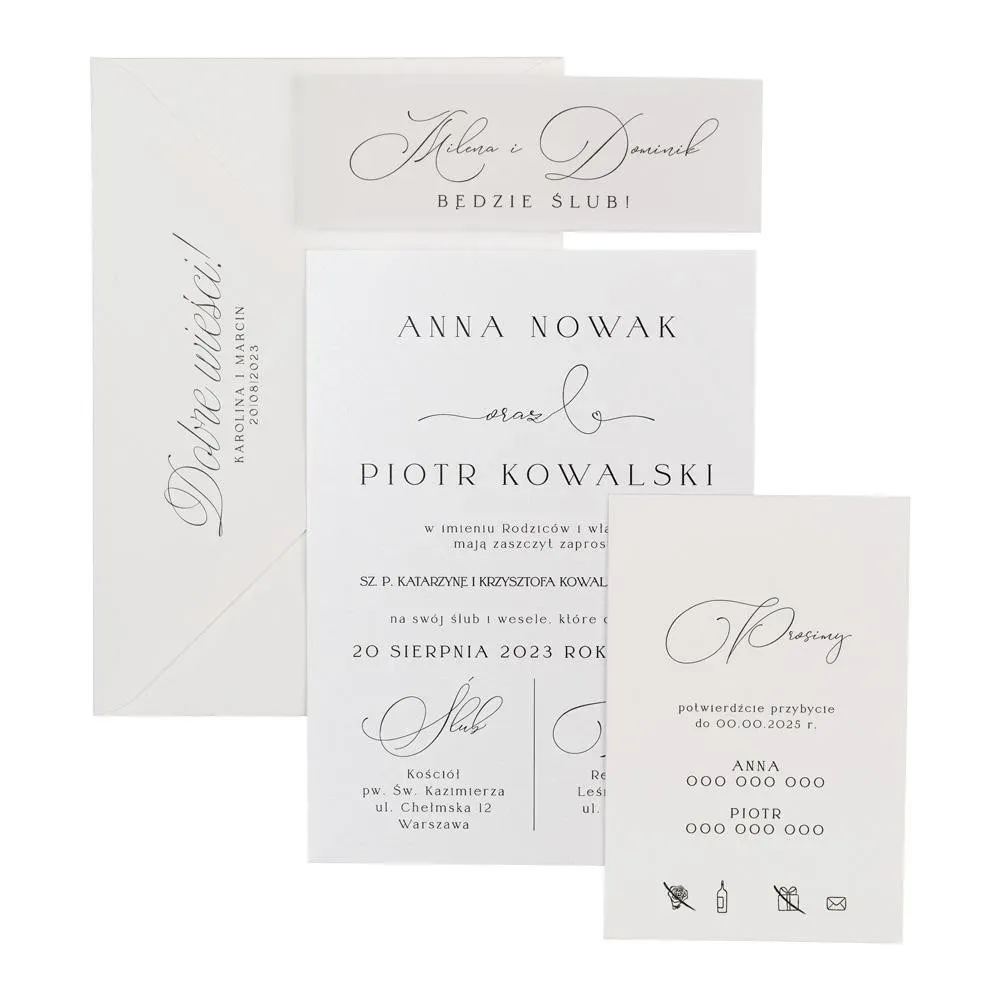 Minimalistyczne zaproszenia na ślub
