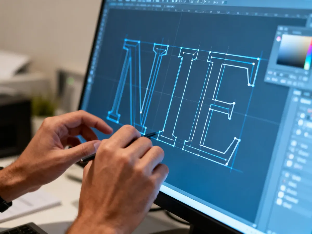 Projektant zamieniający tekst na krzywe wektorowe w programie graficznym